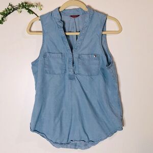 Guess Blue Chambray Tank Top